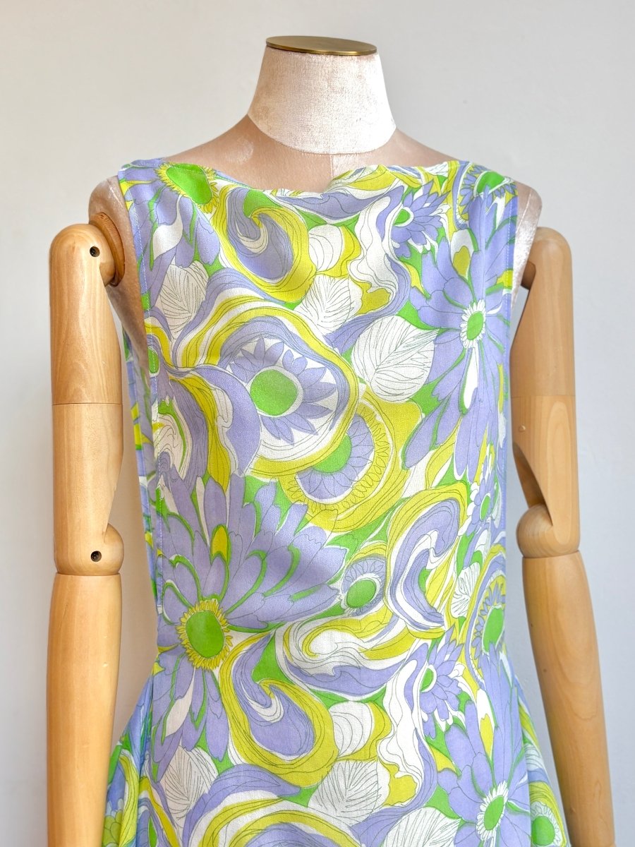 Zero-Waste Dress in Lavender and Citron Flower Sketch - Image 2