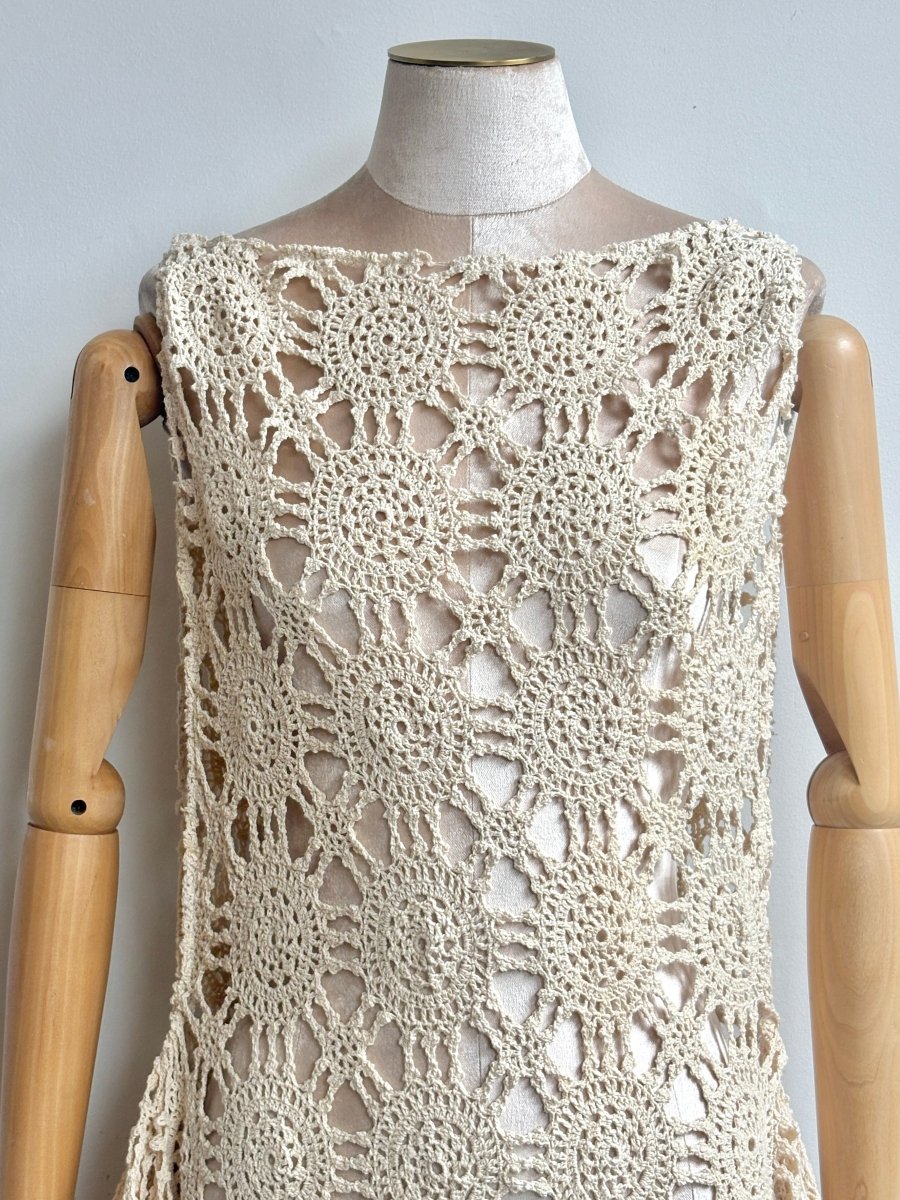 Zero-Waste Dress in Antique White Crochet Lace - Image 2