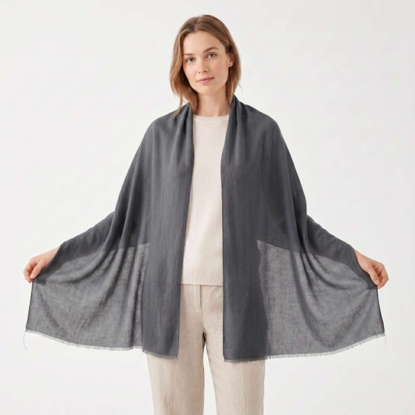 Cashmere Pashmina Shawl - Mist & Twilight Grey - Image 8