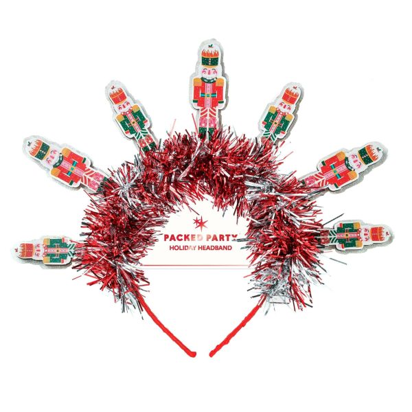 Packed Party Nutcracker Novelty Holiday Headband - Red Tinsel Headband with Mini Nutcrackers for Christmas Parties and Holiday Celebrations, One Size Fits All - Image 3