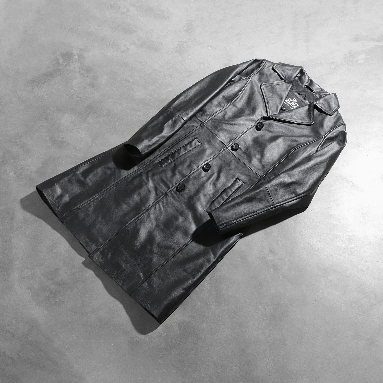 Alexis Black Single Breasted Leather Coat - Image 8