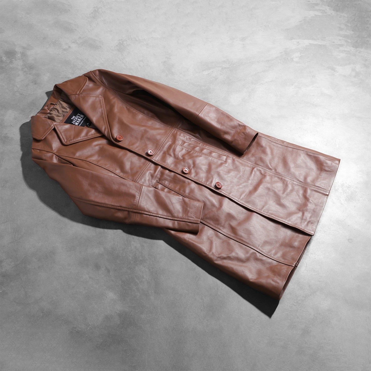 Alexis Brown Single Breasted Leather Coat - Image 8