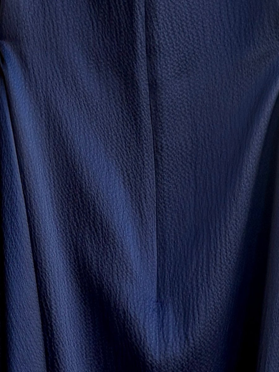 Zero-Waste Dress in Textured Navy Blue Silk Charmeuse - Image 3