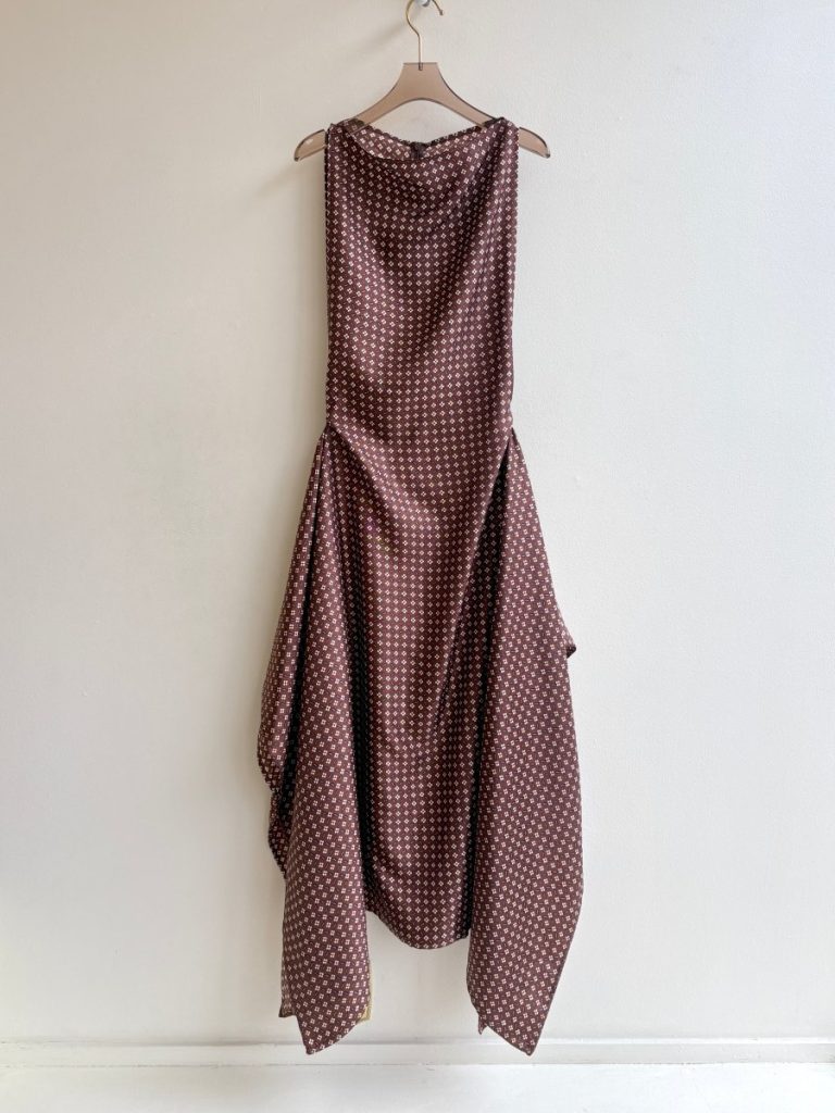 Zero-Waste Dress in Brown Floral Silk