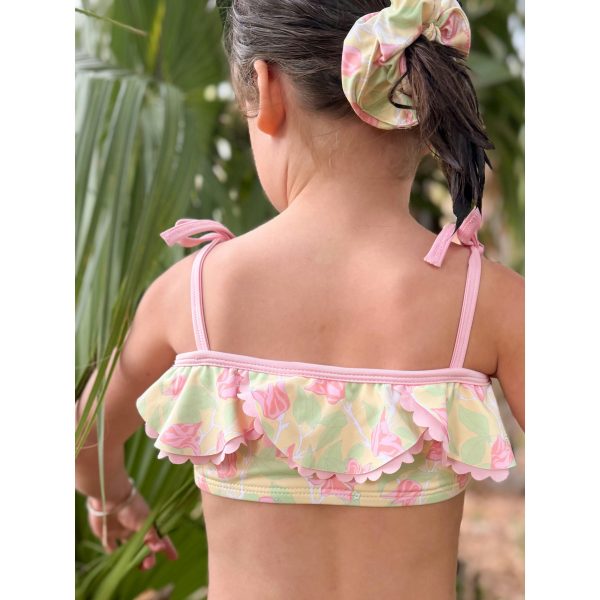 Scrunchie in Yellow with Pink Bougainvillea - Image 3