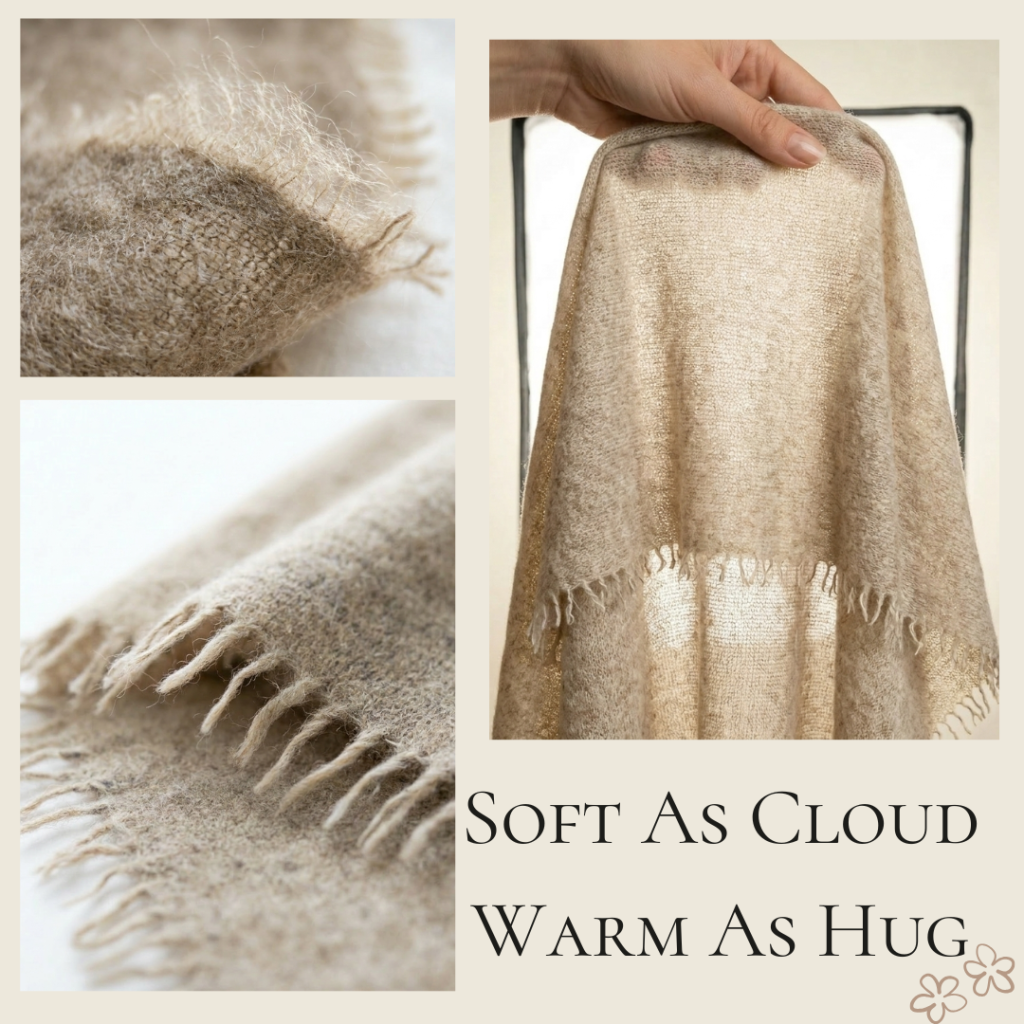 Undyed Cashmere Travel Wrap - Natural Melange