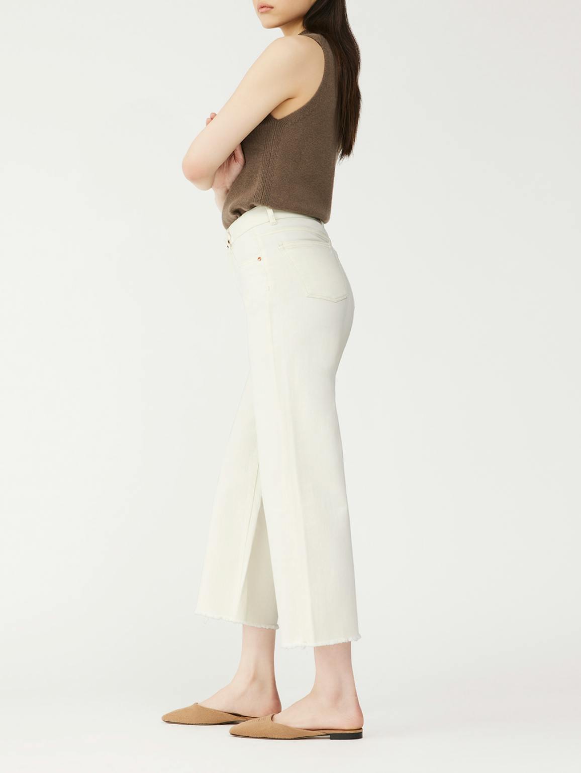 Hepburn Wide Leg High Rise Vintage Jeans | Eggshell - Image 8
