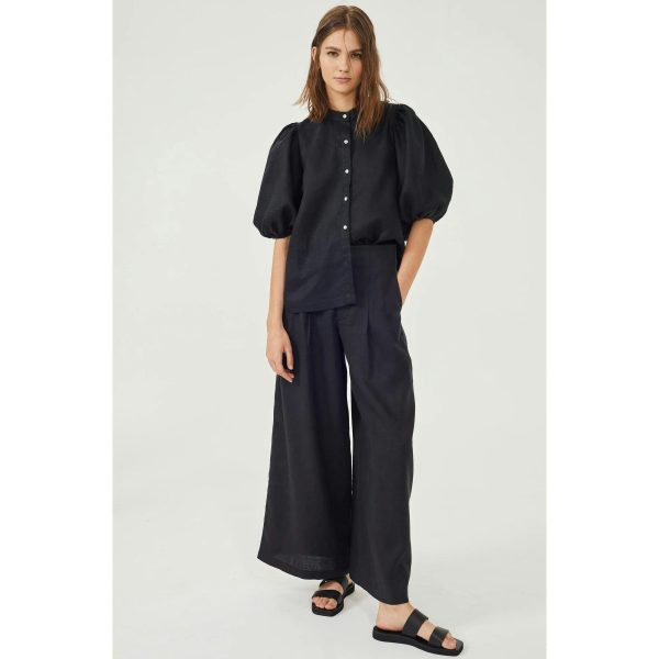 Culotte Linen Pants - Black - Image 2