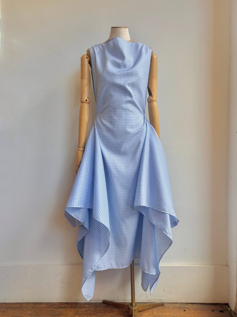 Zero-Waste Dress in Sky Blue Gingham