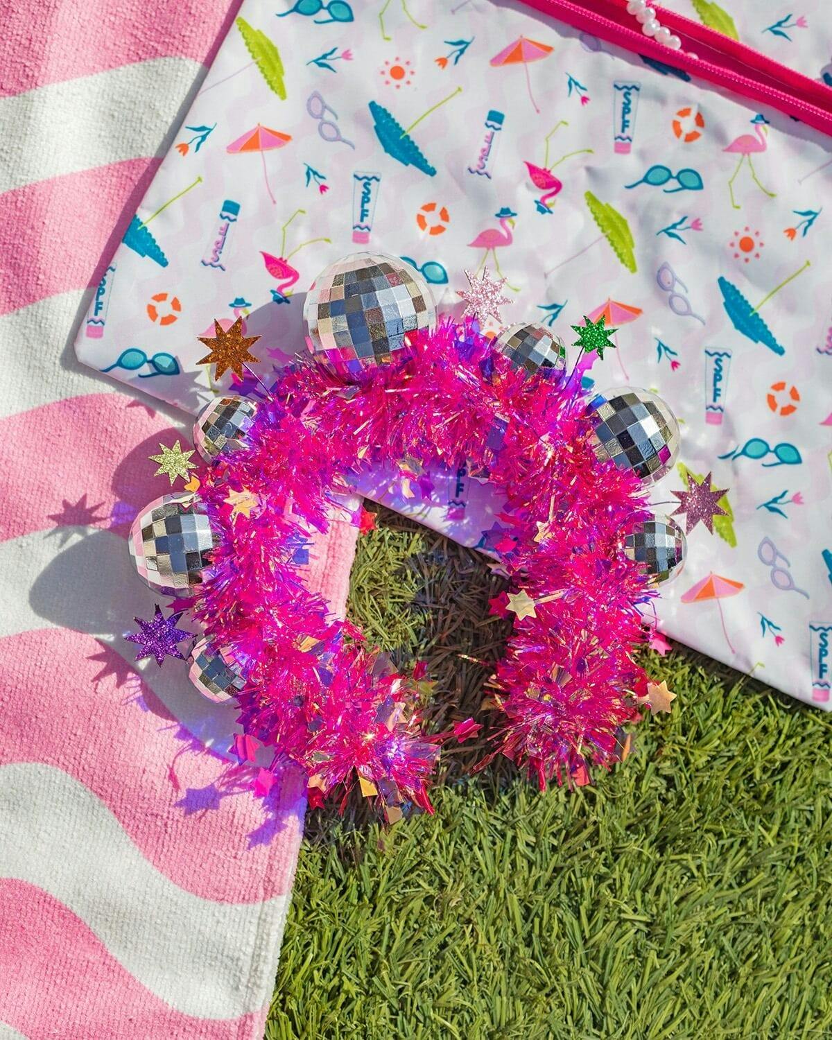Pink Disco Ball Party Novelty Headband - Image 4