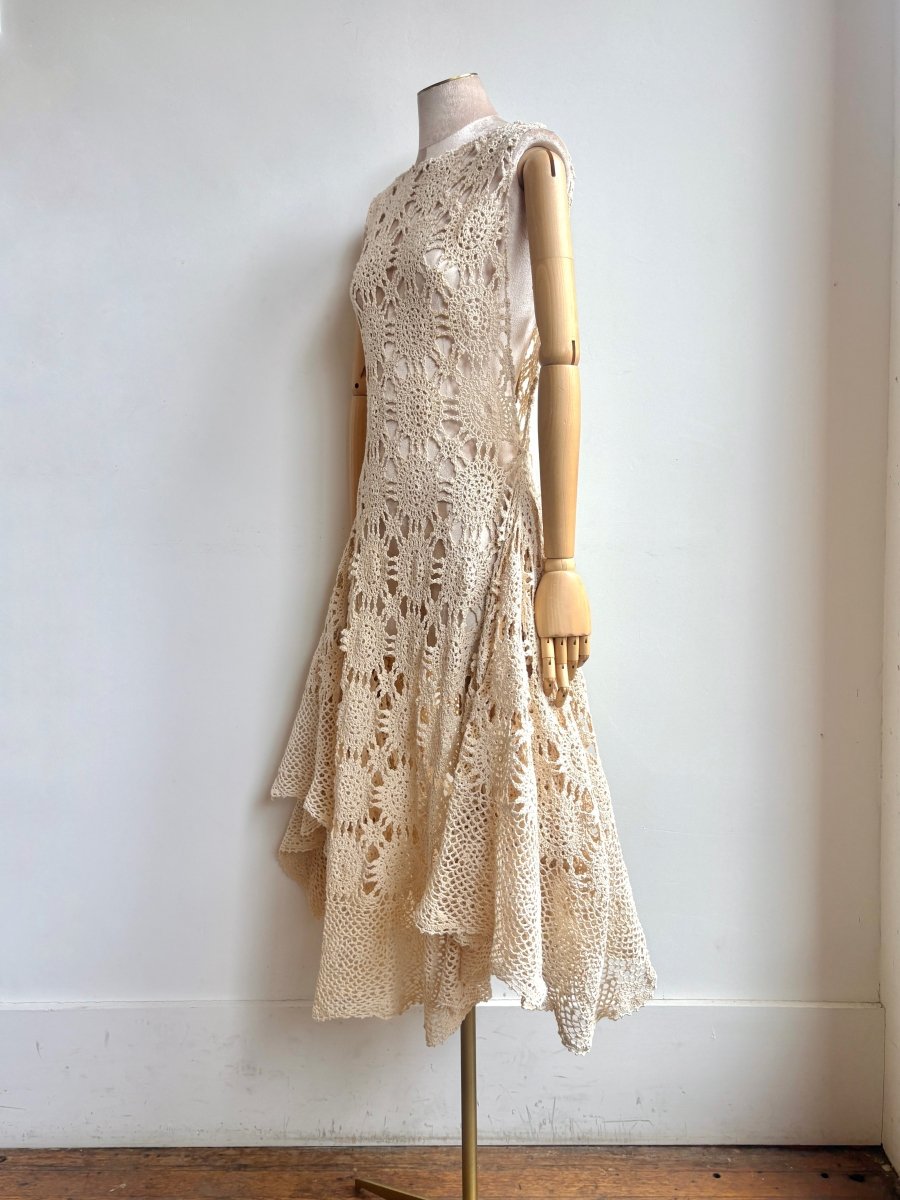 Zero-Waste Dress in Antique White Crochet Lace - Image 3