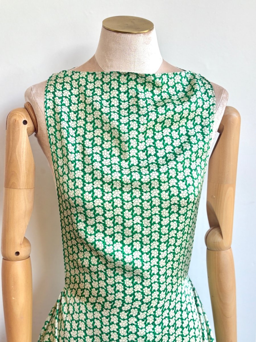 Zero-Waste Dress in Spring Green Silk Floral Pattern - Image 3