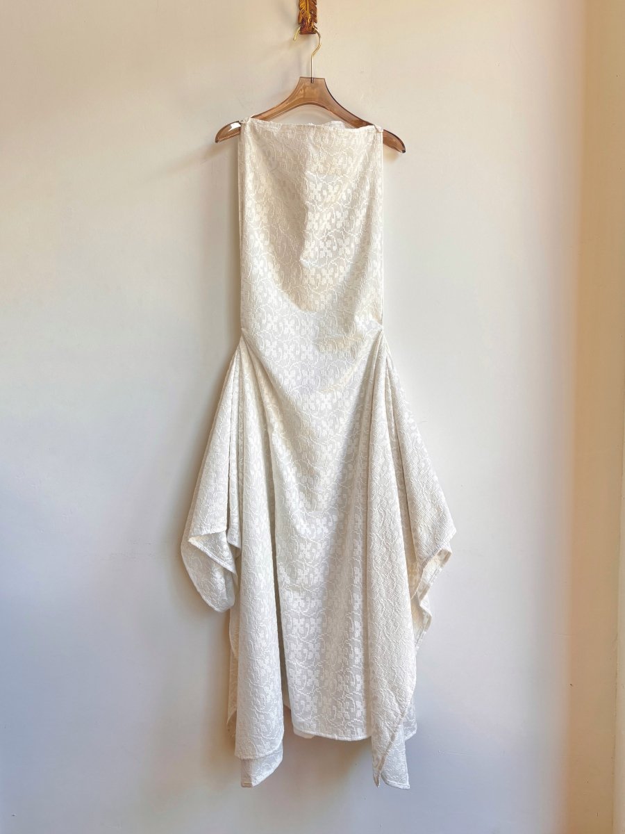 Zero-Waste Dress in White Floral Cross Stitch - Image 5