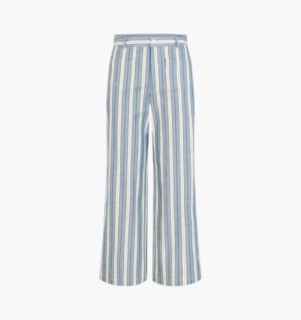 The Mindy Pant -  Coln Ticking Stripe Dusty Blue - Image 1