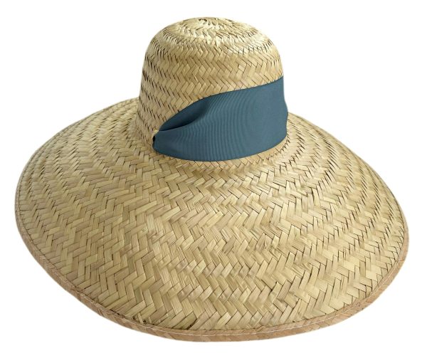 Geranium Sun Hat - Short & Wide French Blue Grosgrain Ribbon - Image 2