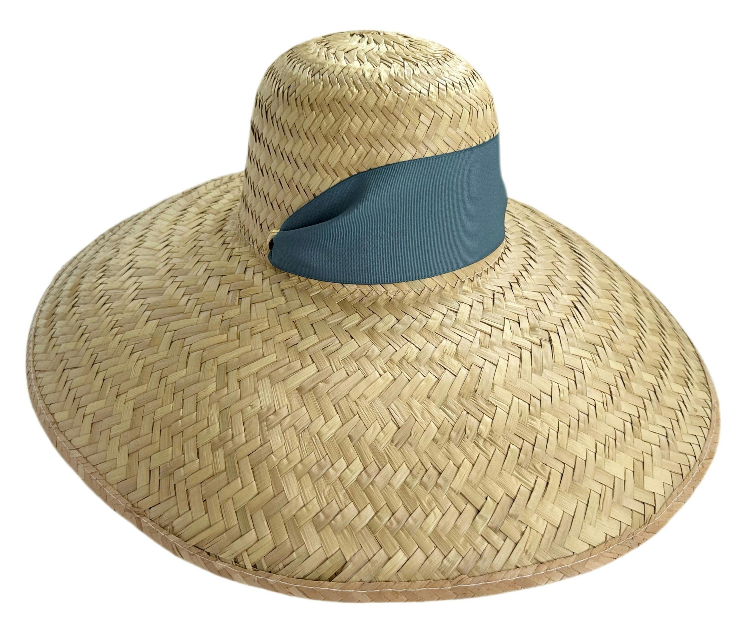 Geranium Sun Hat - Short & Wide French Blue Grosgrain Ribbon - Image 2
