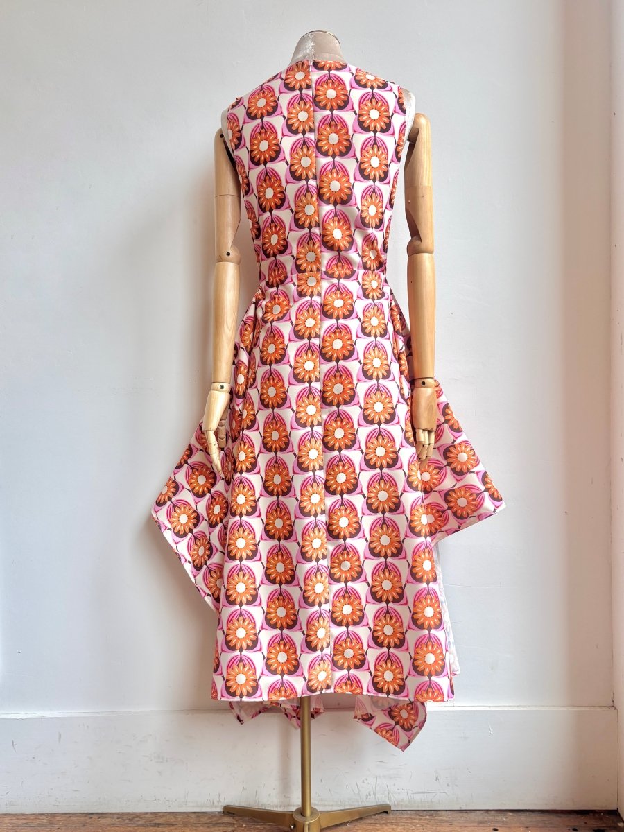 Zero-Waste Dress in Orange Blossom and Pink Iris Pattern - Image 4