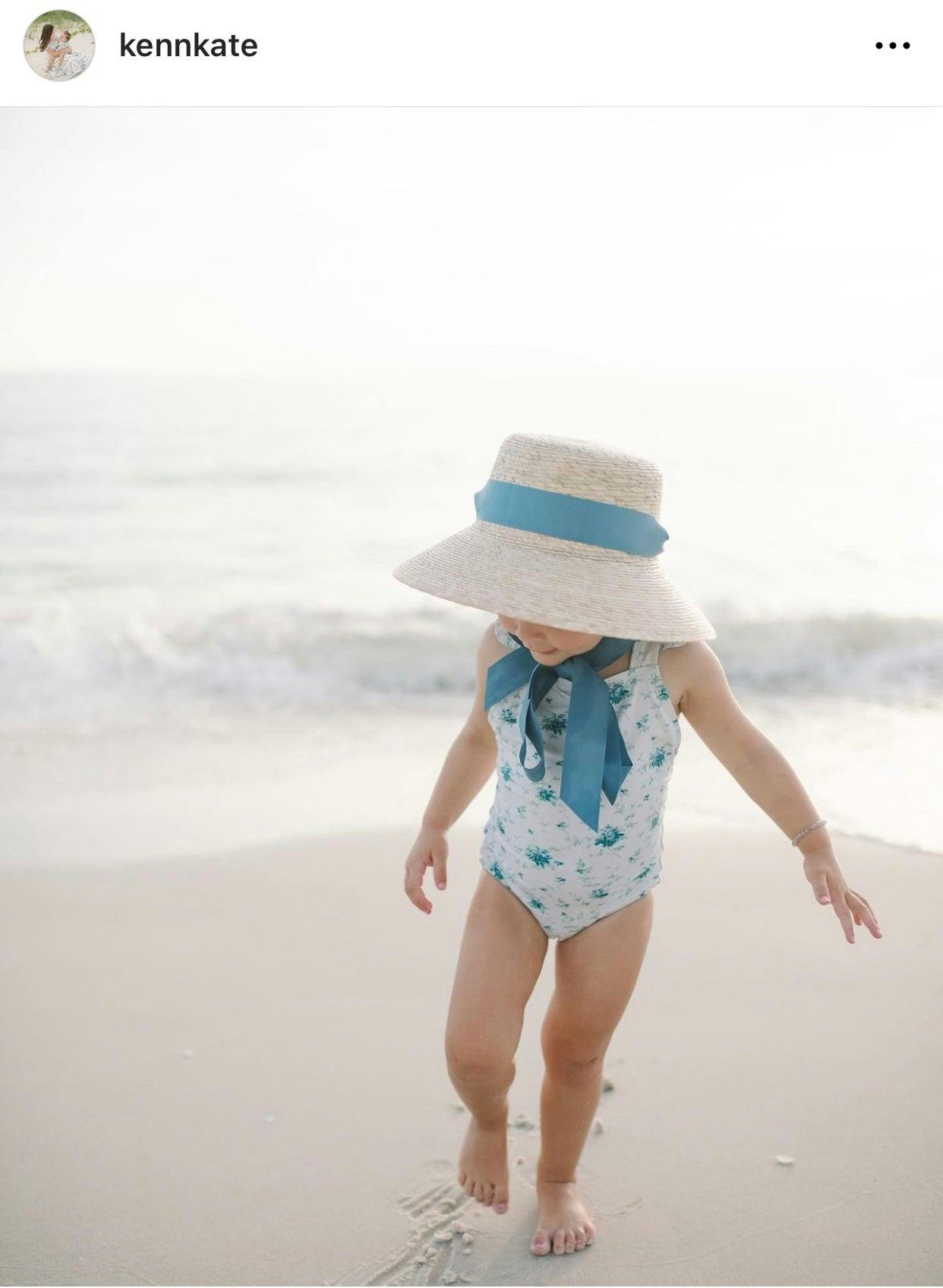 Mommy & Me Sun Hat Set - Wildflower & Palmetto - French Blue Grosgrain Ribbon - Image 7