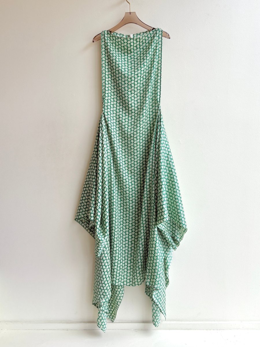 Zero-Waste Dress in Spring Green Silk Floral Pattern - Image 5