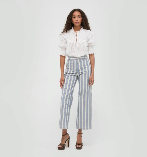 The Mindy Pant -  Coln Ticking Stripe Dusty Blue - Image 4
