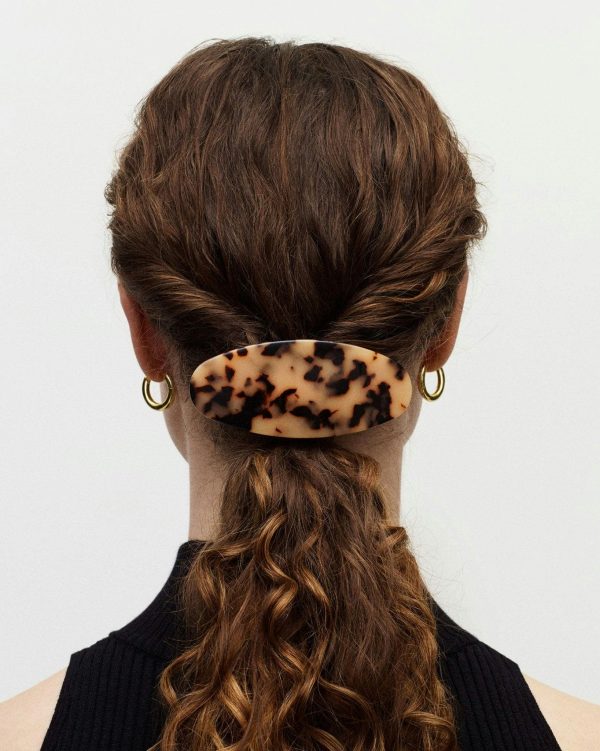 Jumbo Oval Barrette in White Matte - Image 5