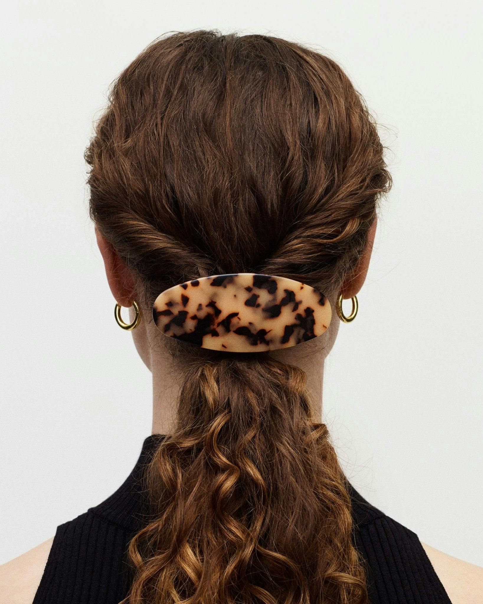 Jumbo Oval Barrette in White Matte - Image 5