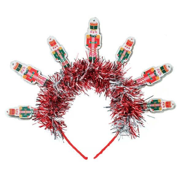 Packed Party Nutcracker Novelty Holiday Headband - Red Tinsel Headband with Mini Nutcrackers for Christmas Parties and Holiday Celebrations, One Size Fits All - Image 5