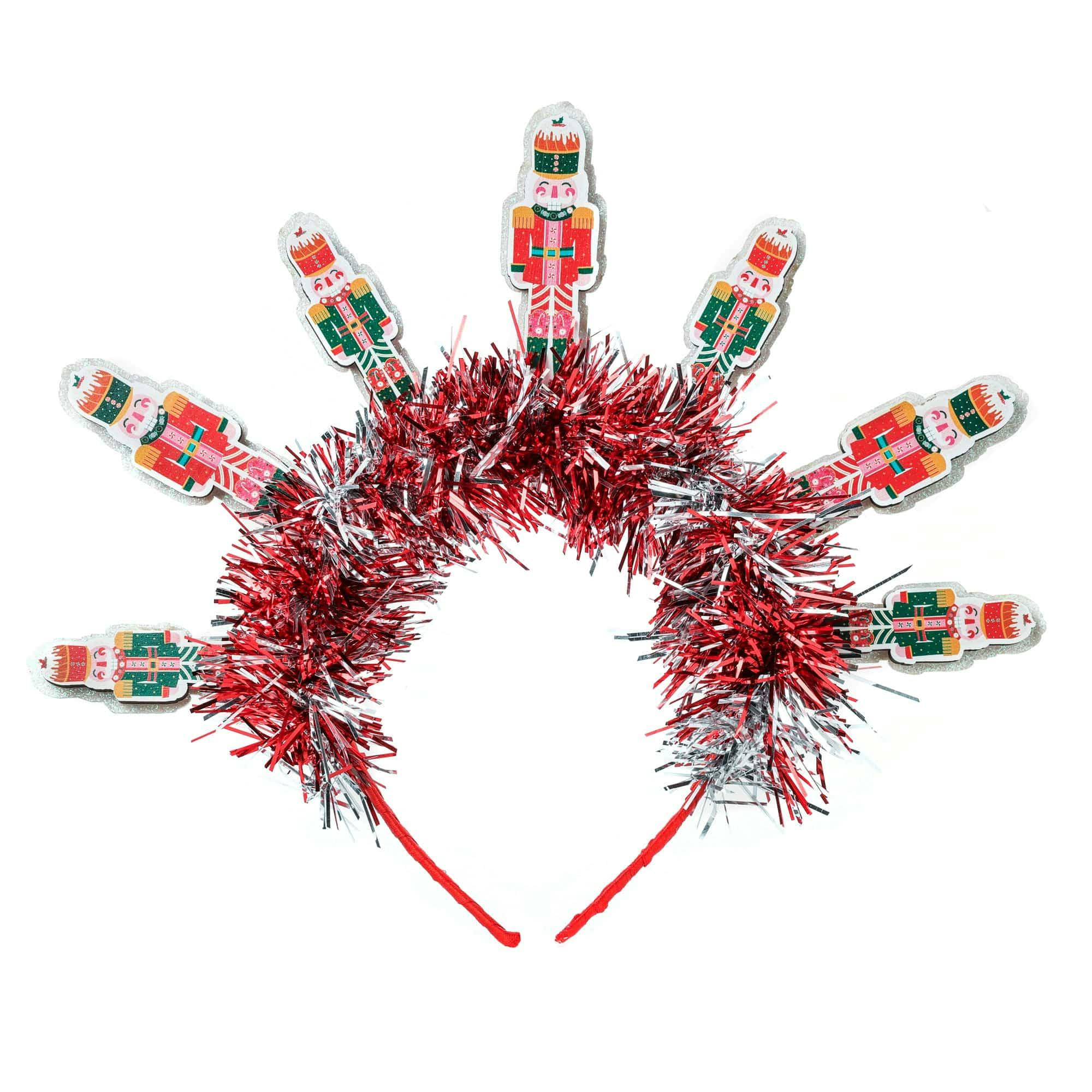 Packed Party Nutcracker Novelty Holiday Headband - Red Tinsel Headband with Mini Nutcrackers for Christmas Parties and Holiday Celebrations, One Size Fits All - Image 5