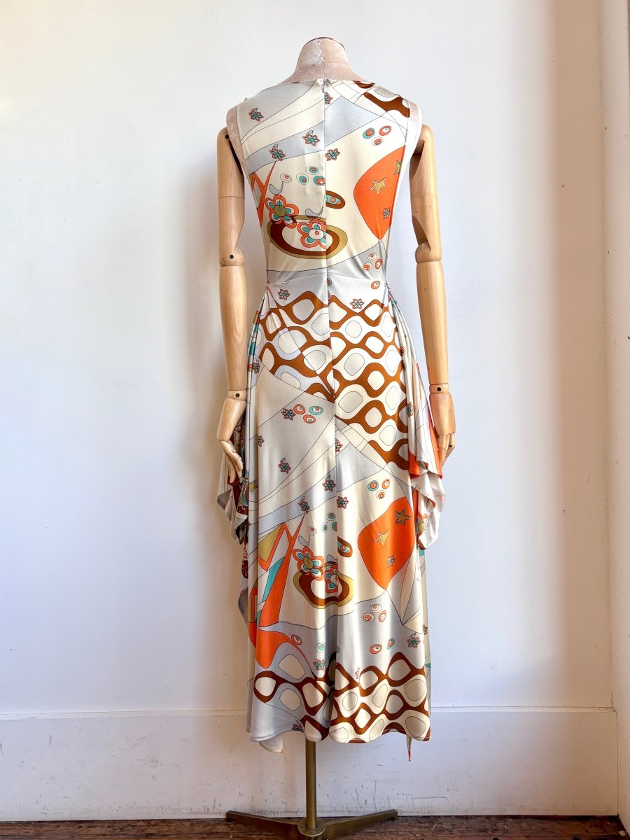 Zero-Waste Dress in Tangerine and Silver Mod Mix Pattern - Image 4