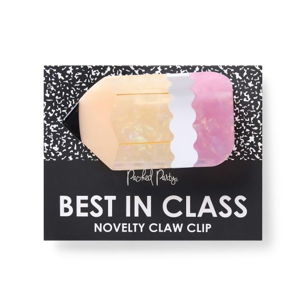 Packed Party Best in Class Pencil Novelty Hair Claw Clip - Pearlized Glossy Pencil-Shaped Hair Accessory for Students and Teachers, 2.25x3.75 Inch - Image 2