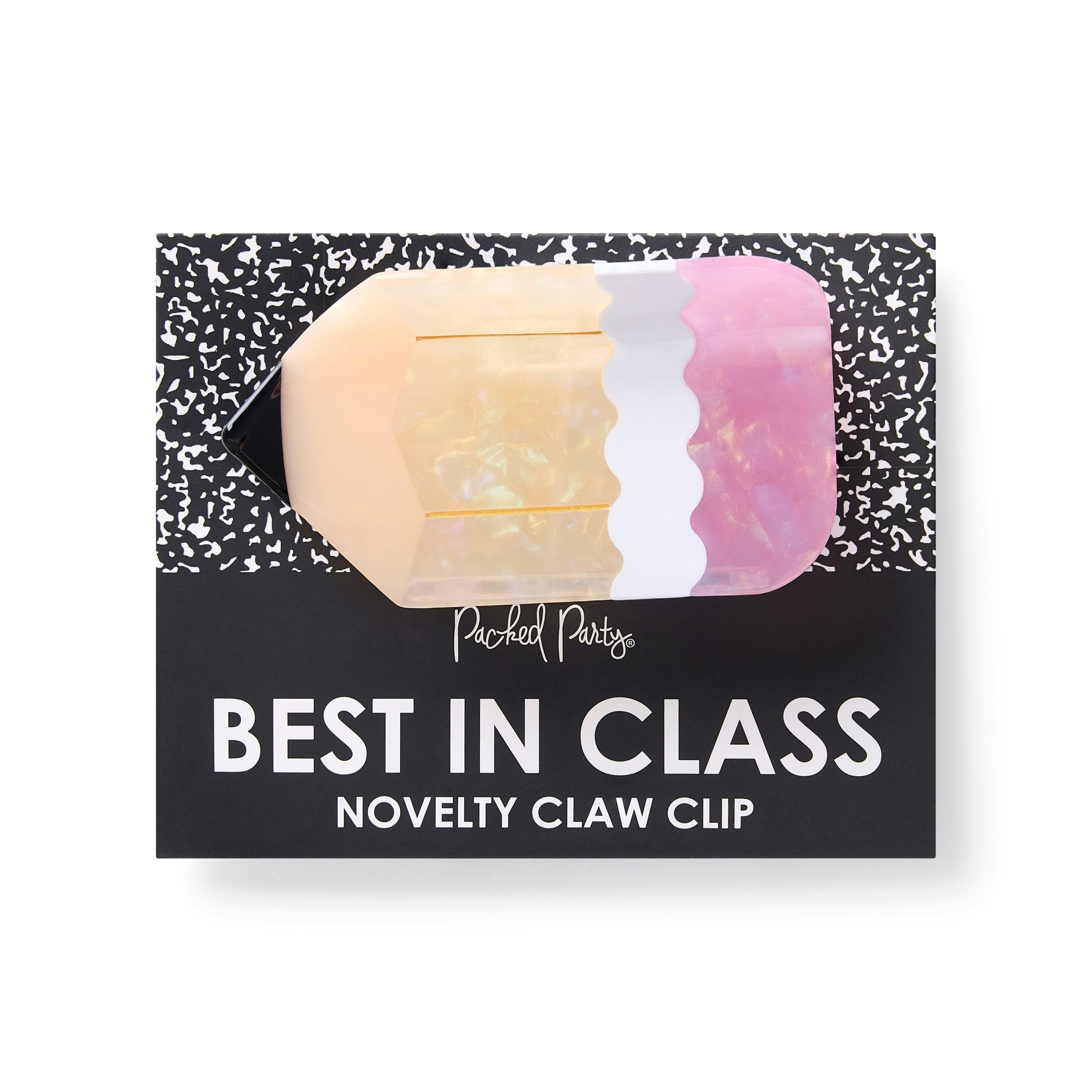 Packed Party Best in Class Pencil Novelty Hair Claw Clip - Pearlized Glossy Pencil-Shaped Hair Accessory for Students and Teachers, 2.25x3.75 Inch - Image 2