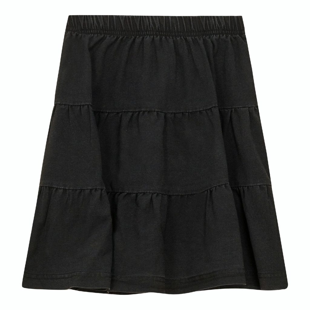 Denim Short Tiered Elastic Waist Skirt