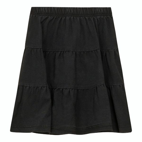 Denim Short Tiered Elastic Waist Skirt - Image 1