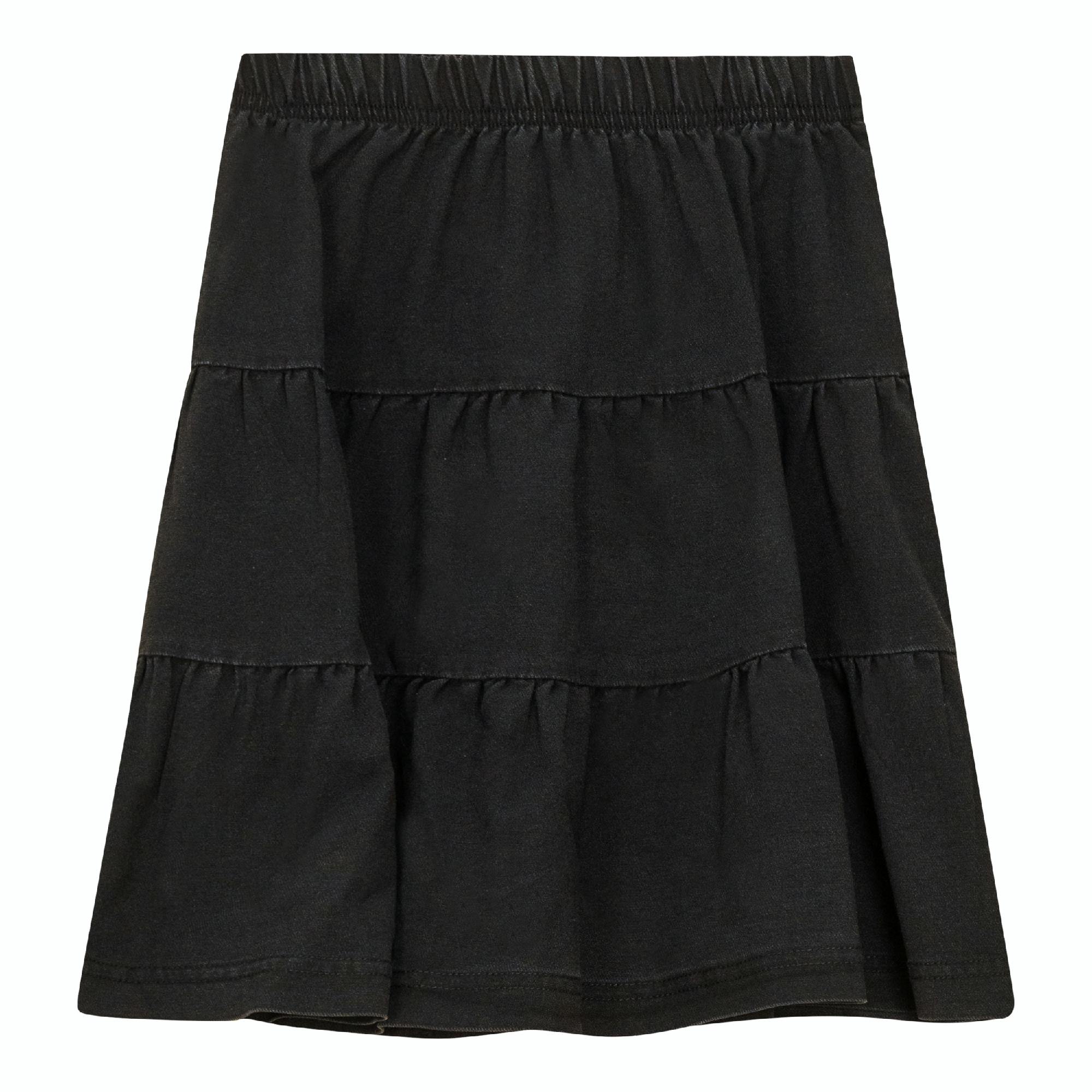 Denim Short Tiered Elastic Waist Skirt - Image 1