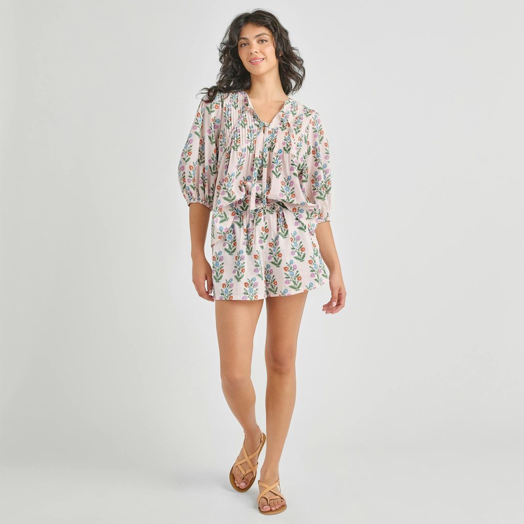 Womens Theodore Short - Pink Dewdrop Block Print