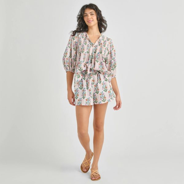 Womens Theodore Short - Pink Dewdrop Block Print - Image 1