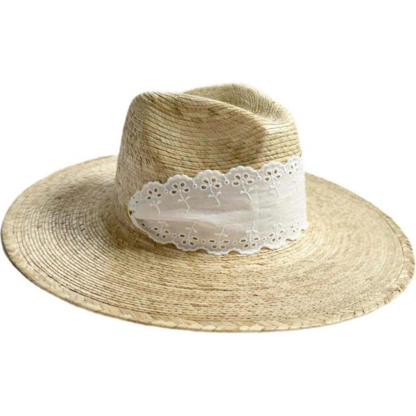 Zinnia Sun Hat - Wide & Short Lace Eyelet Ribbon - Image 1