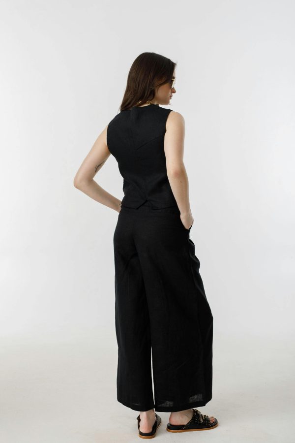 Culotte Linen Pants - Black - Image 13