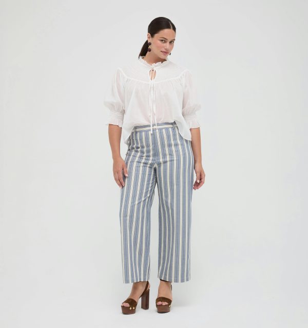 The Mindy Pant -  Coln Ticking Stripe Dusty Blue - Image 2