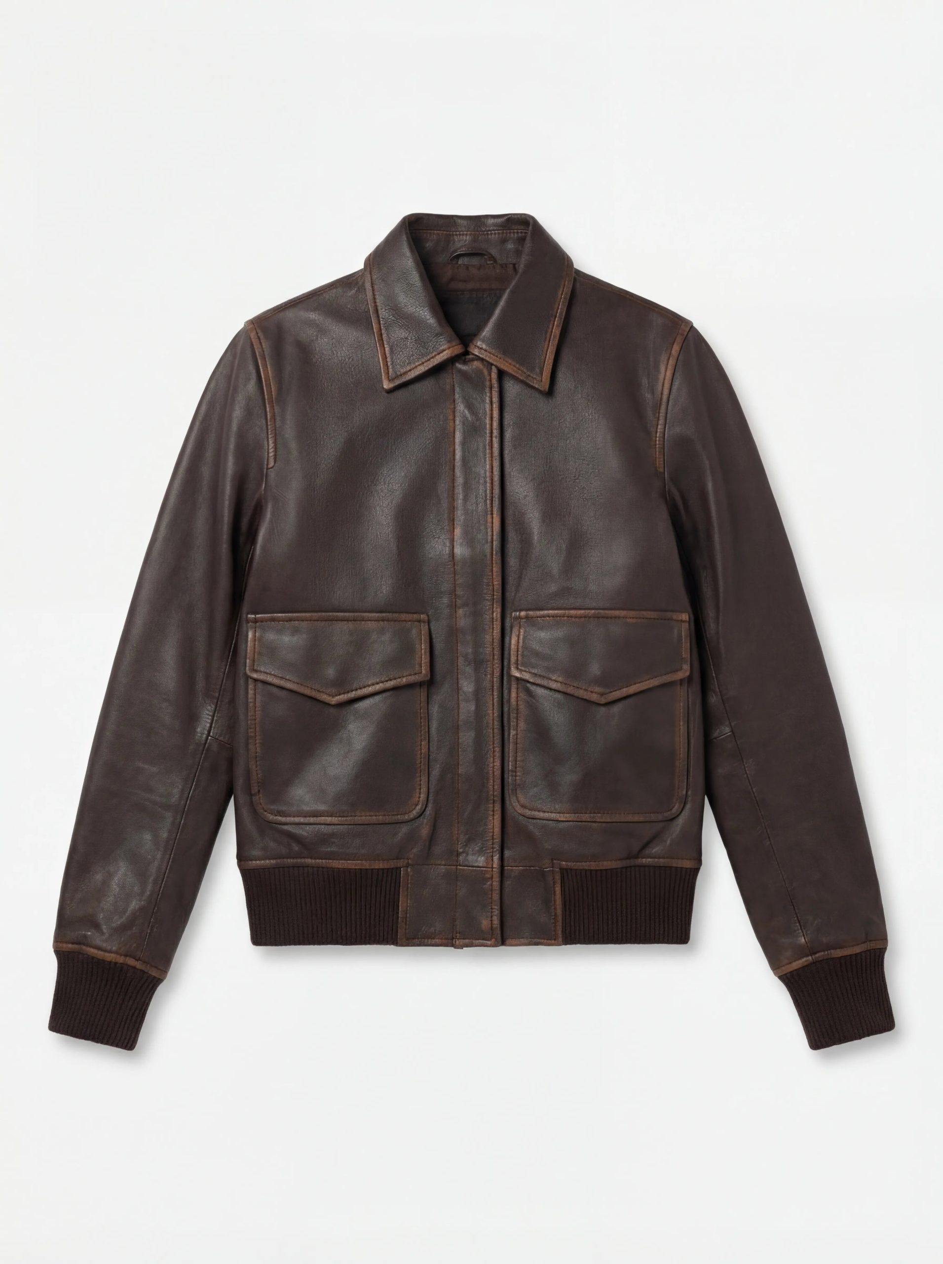 Westa A-2 Brown Leather Bomber Jacket - Image 4