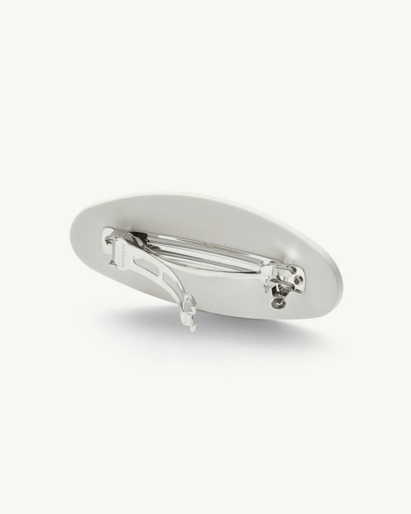 Jumbo Oval Barrette in White Matte - Image 4
