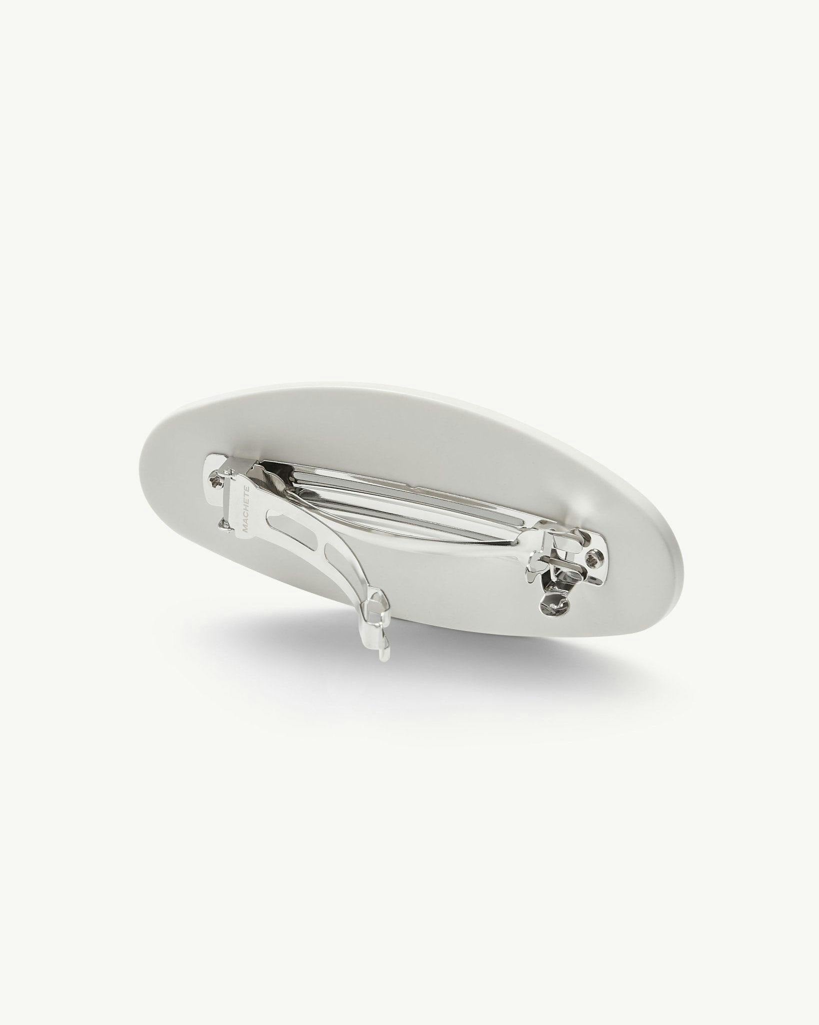 Jumbo Oval Barrette in White Matte - Image 4