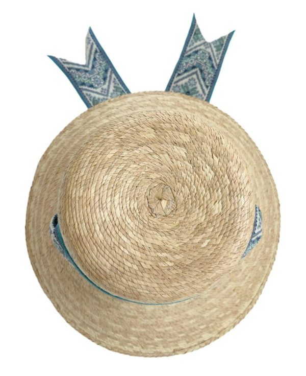 Clematis Bucket Hat - Vintage Blue Azure Tapestry Short Ribbon - Image 2