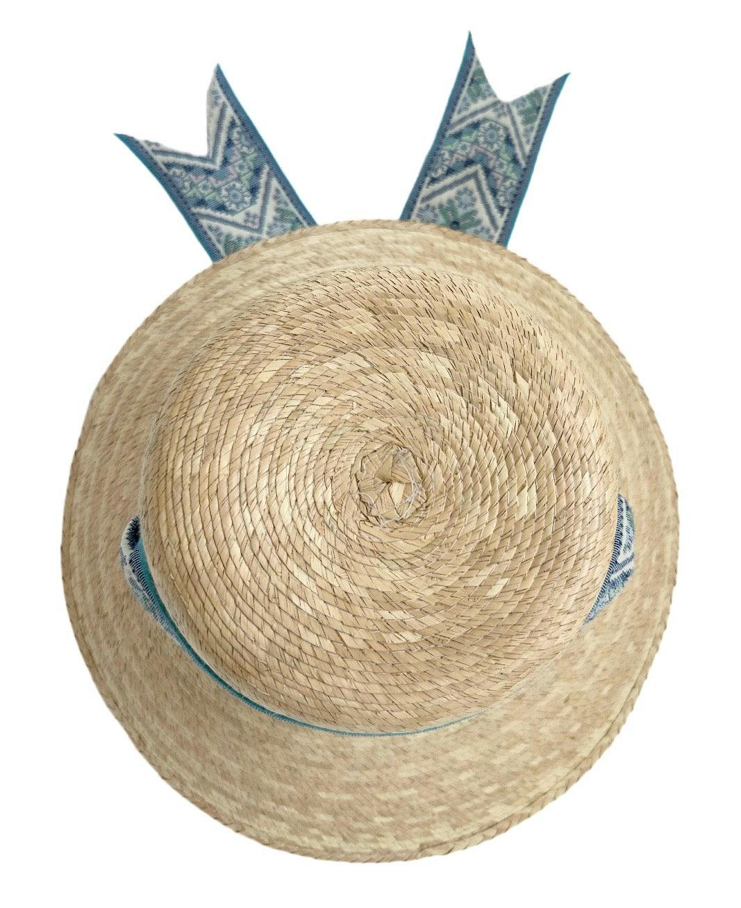 Clematis Bucket Hat - Vintage Blue Azure Tapestry Short Ribbon - Image 2