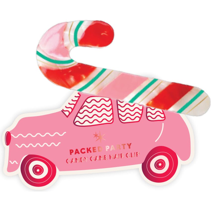 Packed Party Holiday Candy Cane Hair Claw Clip - Pearlescent Peppermint Stripe Christmas Hair Accessory for Thin to Thick Hair, 3.5x2 Inch Stocking Stuffer