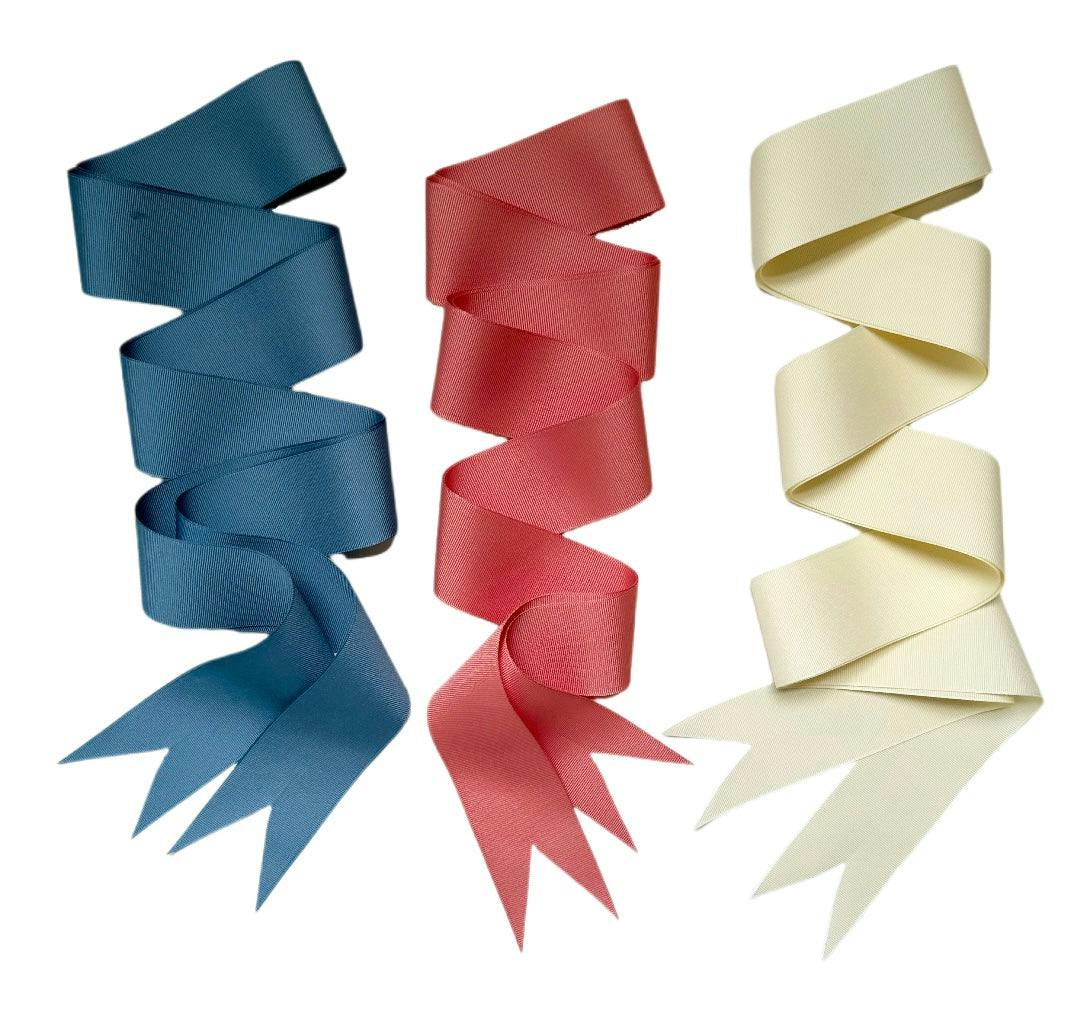 Ivory, French Blue & Coral Grosgrain Ribbon Pack - Long - Image 2