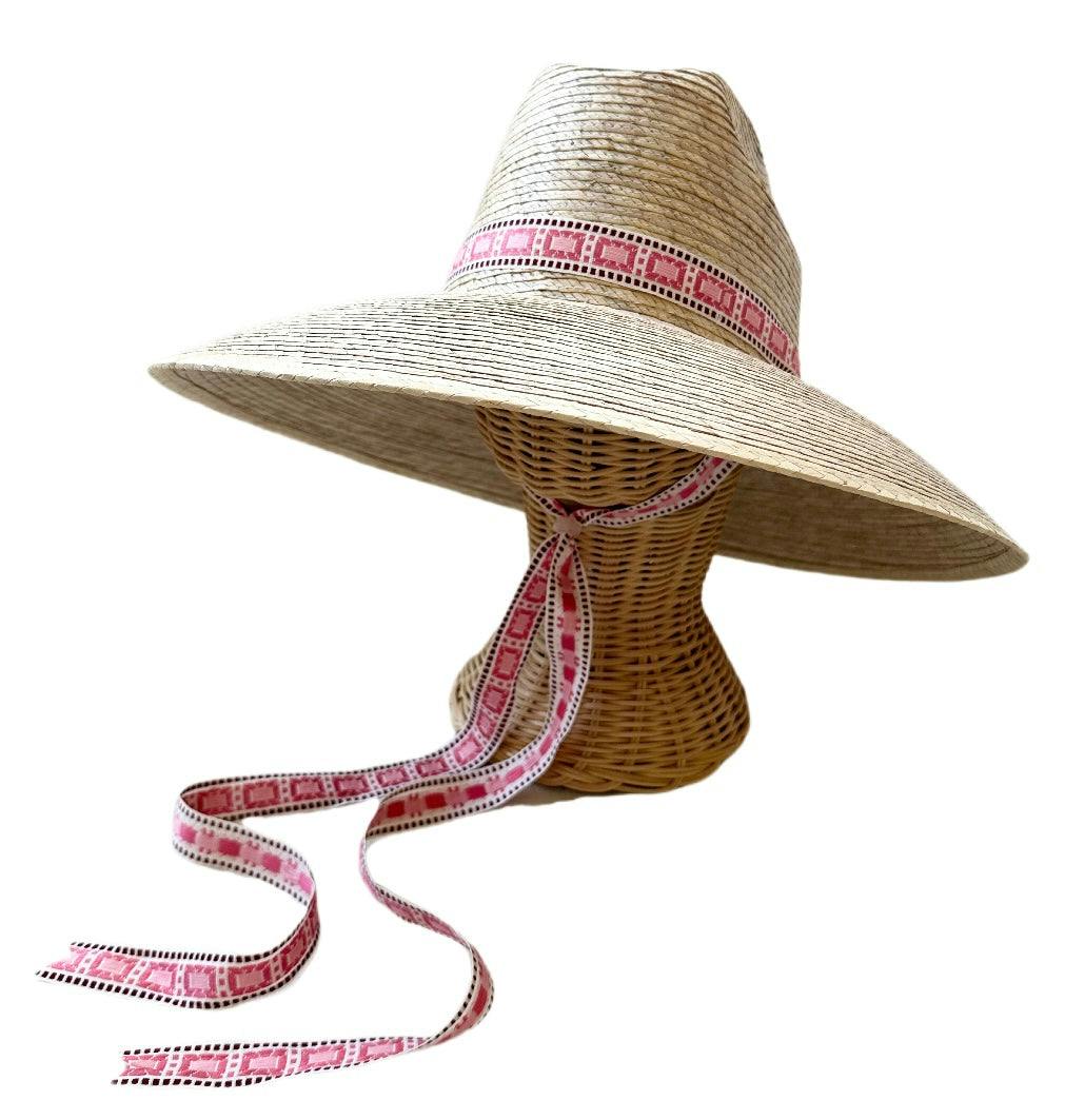 Hollyhock Sun Hat - Vintage Pink Geometric Ribbon - Rose Quartz Toggle - Image 2