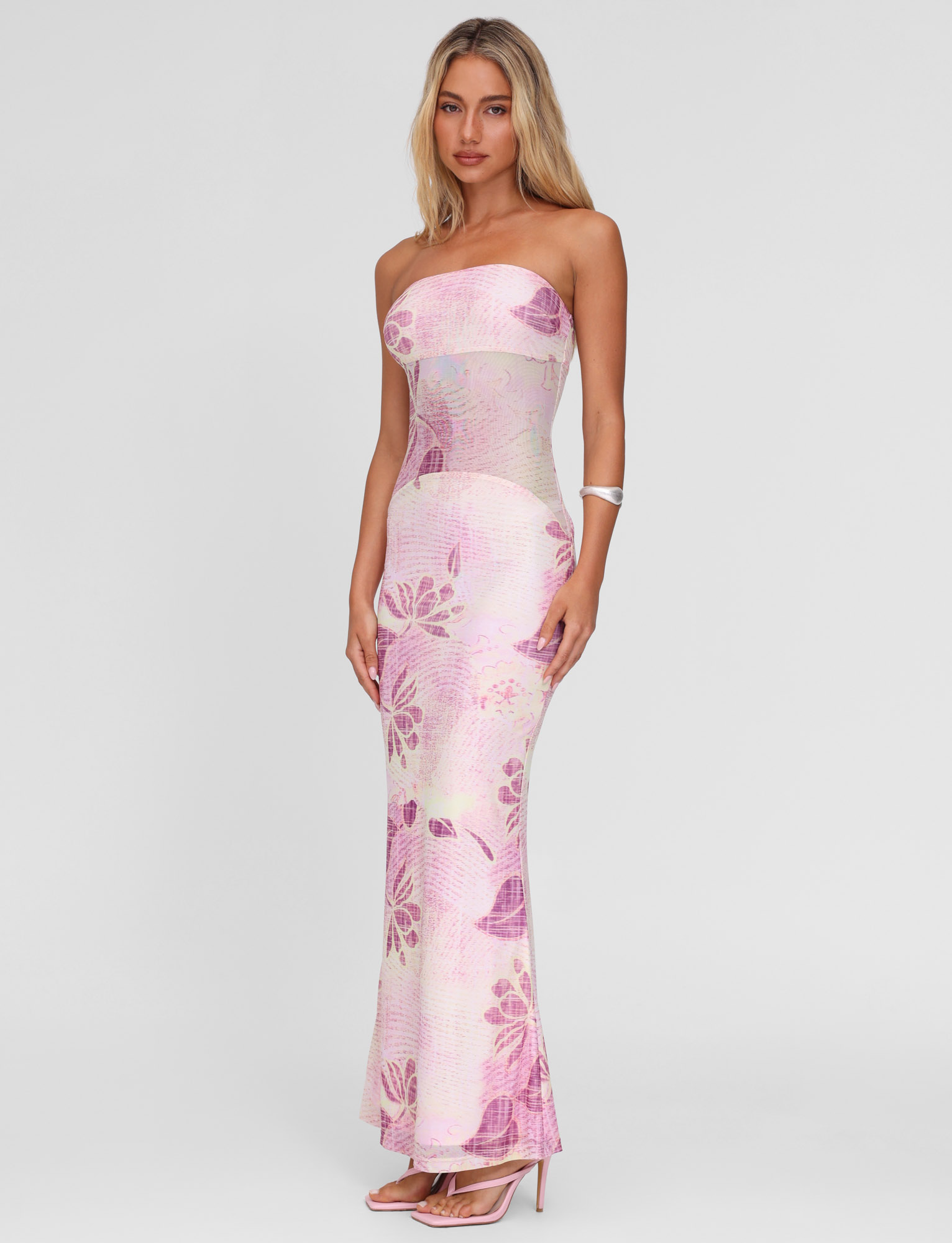 MORGAN MESH DRESS - GRUNGE FLORAL MAGENTA - Image 6