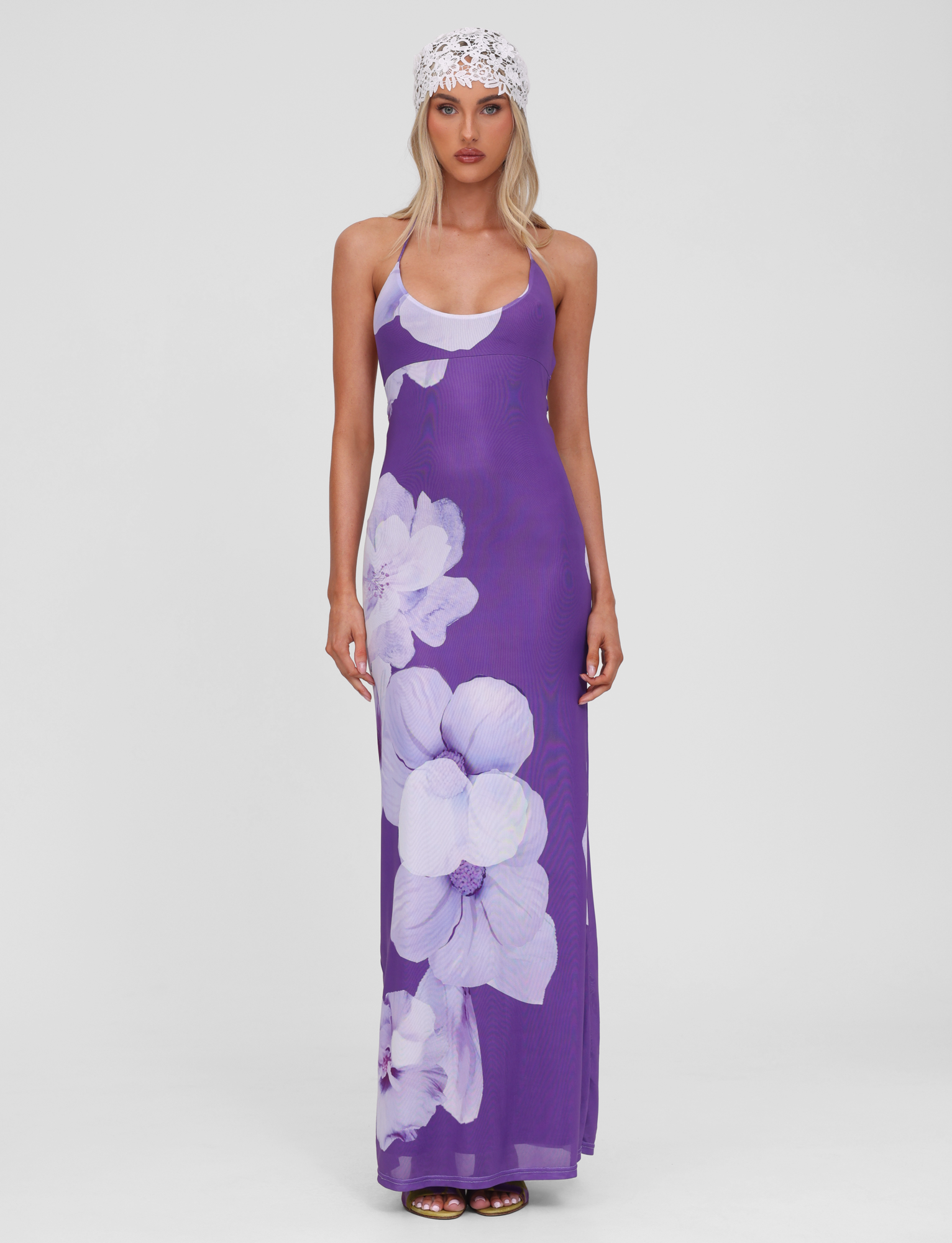 NOUR MESH MAXI DRESS - PURPLE MACRO FLORAL - Image 5