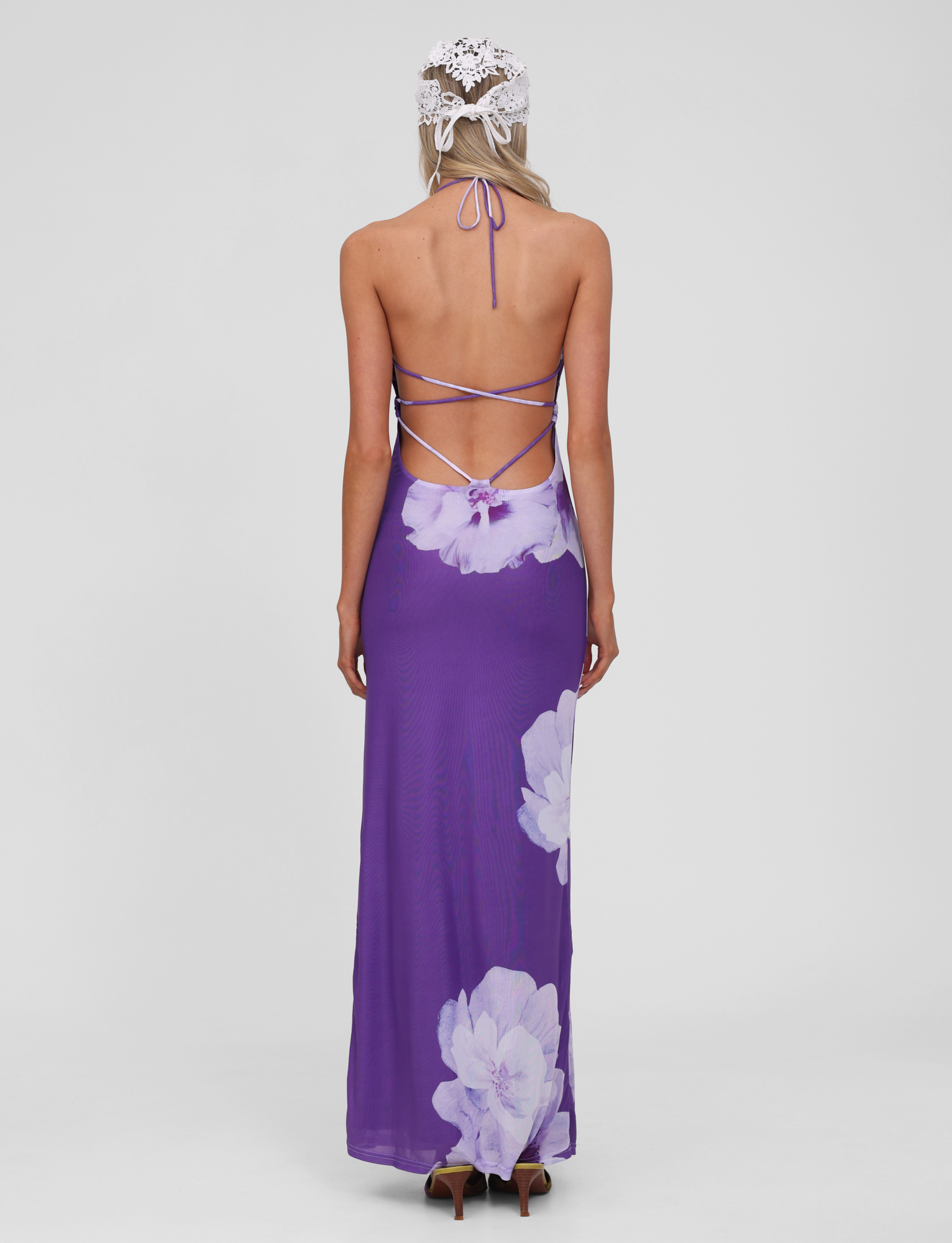 NOUR MESH MAXI DRESS - PURPLE MACRO FLORAL - Image 6
